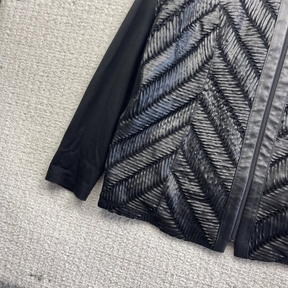 Picadilly Full Zip Jacket Black Moto Textured Mix-Media Women Sz XL Canada Made - Picture 3 of 13